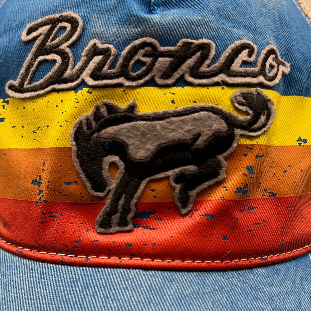 Ford Bronco Trucker Hat in Blue with Felt-Like Bronco Graphics